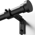 Yafex Curtain Rod 32-58 Inch, Heavy Duty 1 Inch Adjustable Curtain Rods for Windows, Black Short Window Treatment Rods, Modern Design, Easy Installation