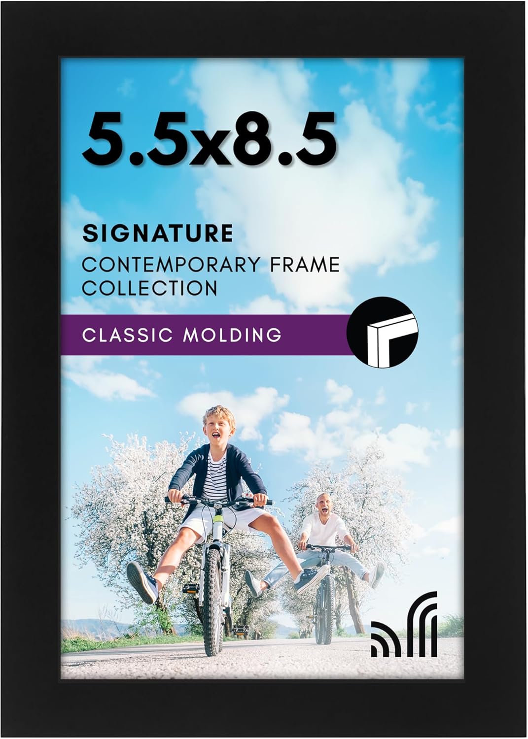 Americanflat 5.5x8.5 Picture Frame with Shatter-Resistant Glass - Signature Collection - Gallery-Style Frames Made of Engineered Wood - Photo Frame for Tabletop and Wall Display - Black