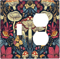 Outlet Covers Coloful Red Yellow Orange Magical Mushroom Forest 1 Toggle 1 Duplex Switch Plate Covers Electrical Light Switch Cover Plate Decorative Wall Plate Socket Cover for Bedroom Home Decor