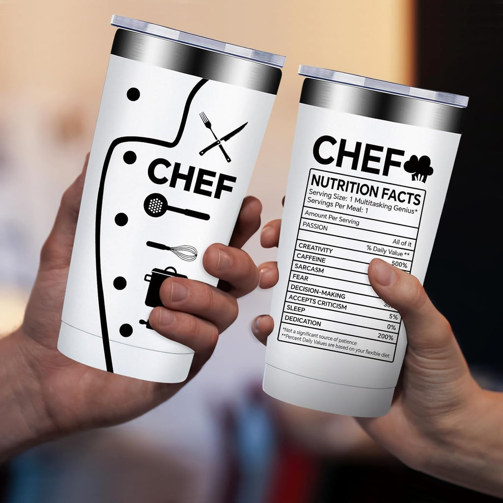 Fufandi Chef Gifts for Men Women - Ideal Gift for Chefs - Gifts for Cooking Lovers, Home Cooks, Bakers, Culinary Students - Tumbler Cup 20oz