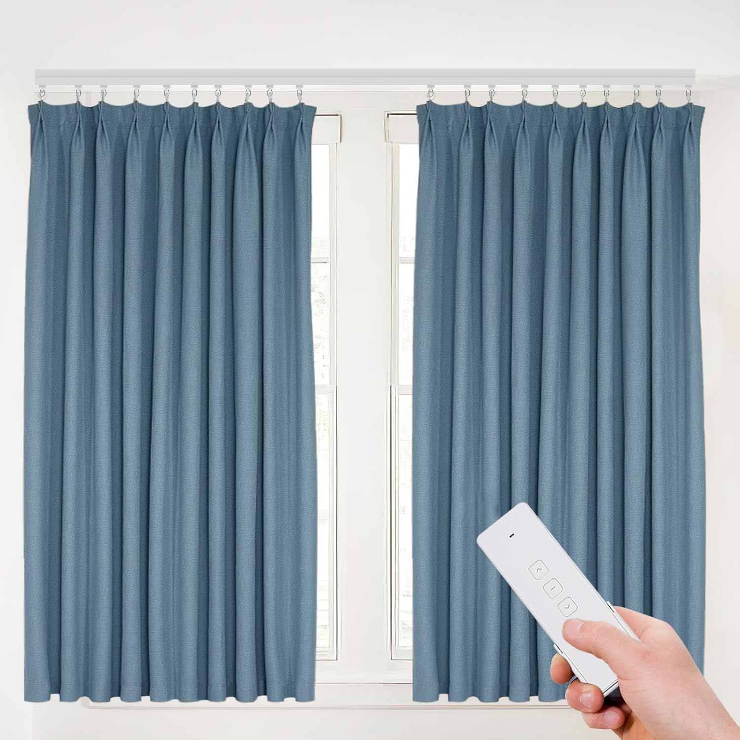 Smart Curtains Track, Automatic Curtain Opener, Electric Curtains with Remote, Motorized Motor, Adjustable Track Length,Remote & App Control, Ceiling or Wall Mounted