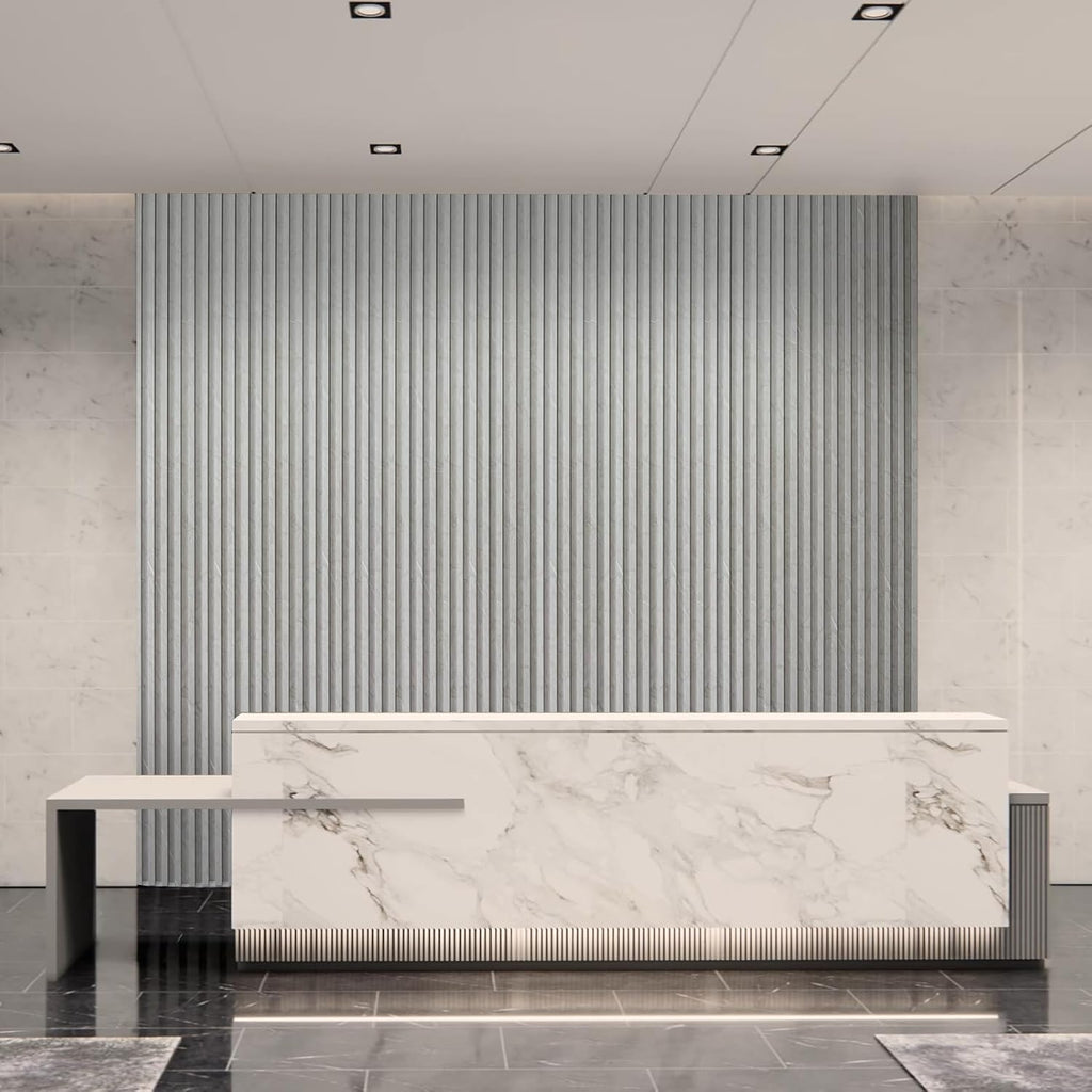 Art3d 8-Pack WPC Slat Wall Panel for Interior Wall Decor, Decorative Fluted Accent Wall Covering Panel for Living Room Bedroom TV Background Office, 96 x 6 Inch - Slate