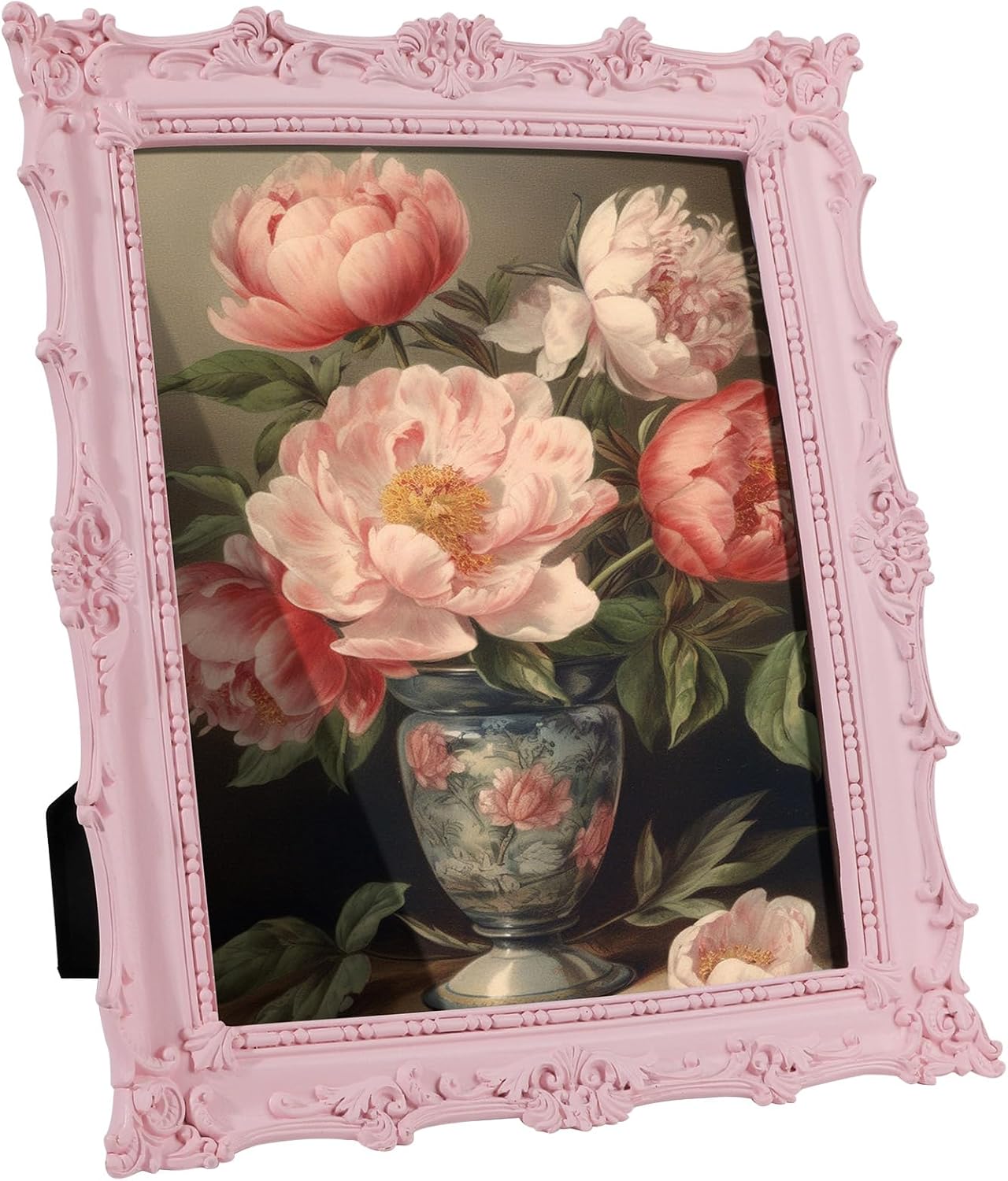 8x10 Picture Frames with Embossed Vines Design and Glass Front Hand-Crafted Resin Photo Frame with Easel & Hook for Tabletop & Wall Hanging Ornate Baroque Vintage Home Room Decor (Pink)