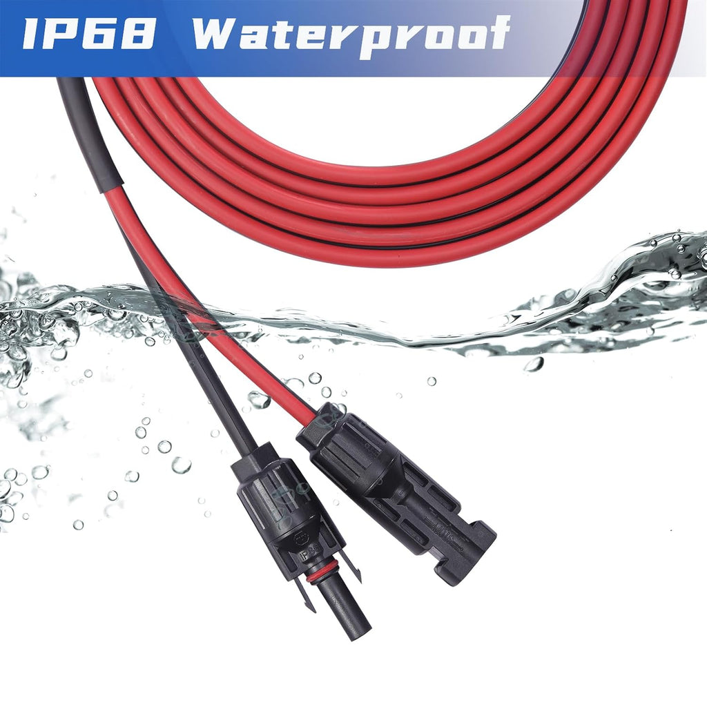 Solar Cable 20 Feet 2x12 AWG Twin Wire Solar Extension Cable, Copper Strand with Female and Male Connectors on Both Ends, Solar Panel Cable Wire & Adaptor for Home, Shop and RV Solar Panels