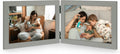 Double 5x7 Horizontal Combo, Grey Wood Picture Frame, 4.5x6.5 Opening Foldable Landscape View Photo Frame on Table-top or Wall