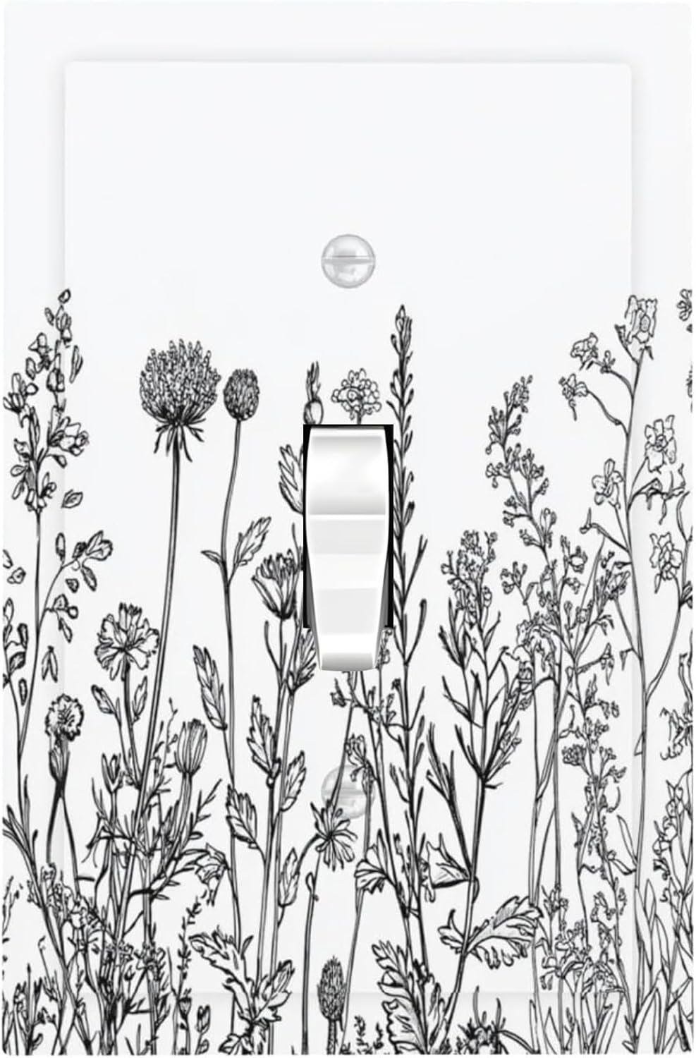 Decorative Light Switch Cover Floral Wildflower Rustic Plant Leaves 1 Gang Single Toggle Device Electrical Faceplate Switchplates Decorator Outlet Wall Plate For Farmhouse Cabin Decor