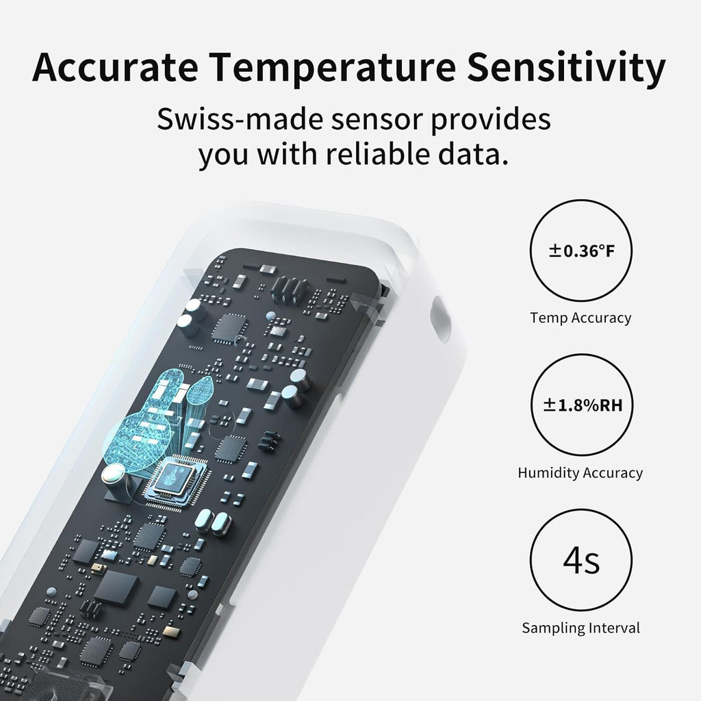 SwitchBot IP65 Indoor Outdoor Hygrometer Thermometer Wireless 3Packs, 394ft Bluetooth Range, Refrigerator Thermometer, Dewpoint/VPD/Absolute Humidity Sensor, 2-Year Battery Life, Free Data Storage