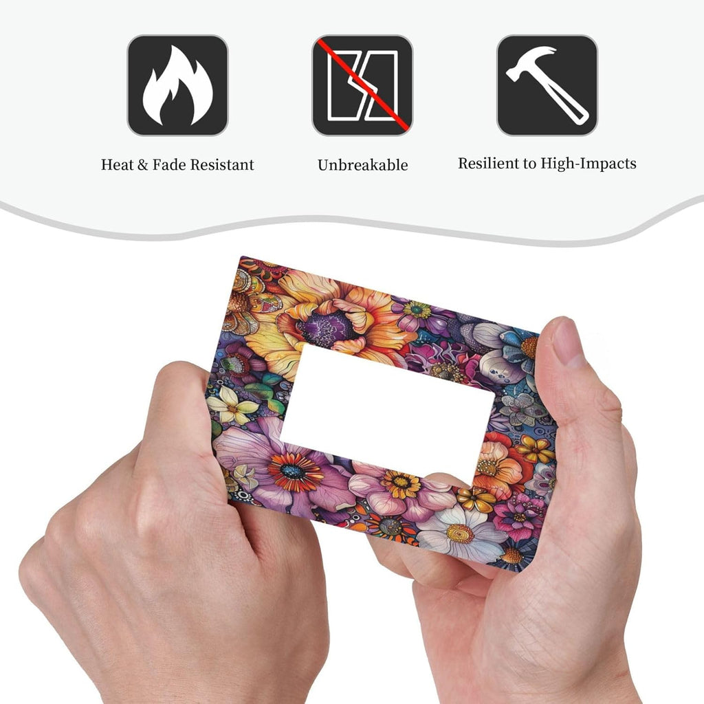 Decorative Outlet Covers Colorful Bohemian Flowers Vintage Boho Floral 1 Gang Single Rocker Light Switch Cover Plate Wall Plates GFCI Faceplate for Bed Room living Room Decor