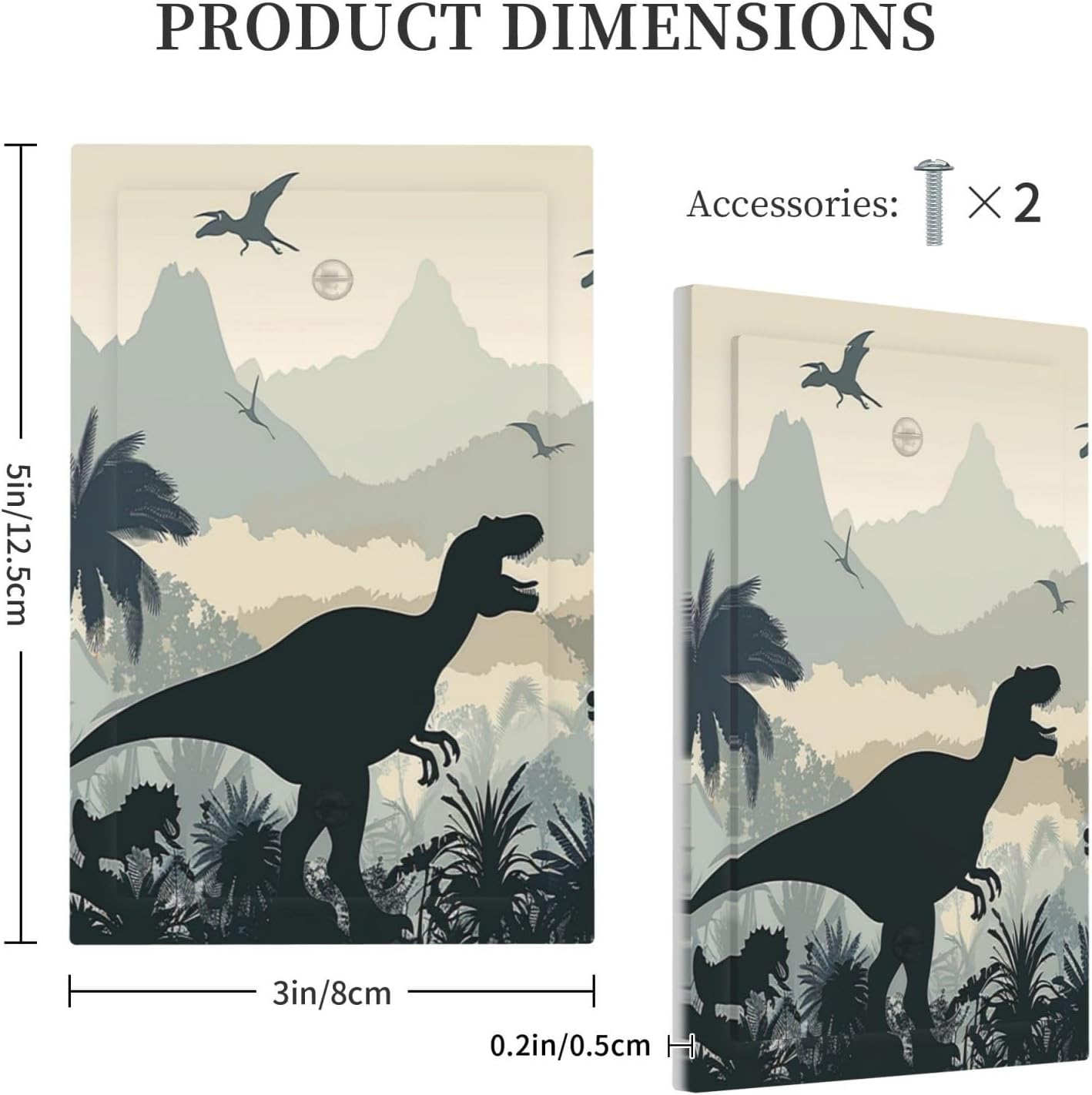 Light Switch Cover Plate Prehistoric World Dinosaur Cartoon Fores 1 Gang No Device Blank Electrical Wall Plates Faceplate Decorative Switch Plate for Kids Room Nursery Decor