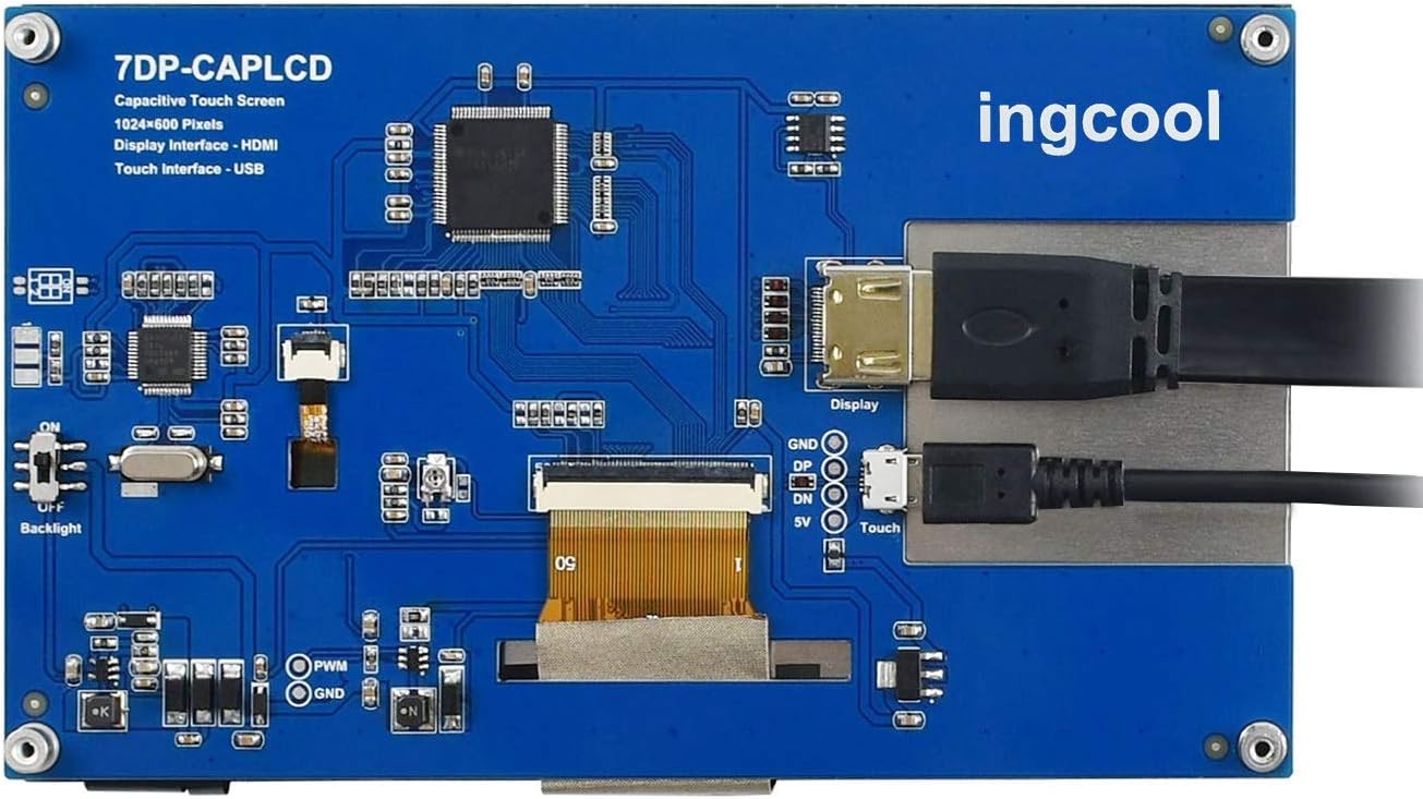 7 inch HDMI LCD 1024x600 Resolution Capacitive Touch Screen IPS Display Module Compatible with Raspberry Pi 4 3 2 1 B B+ A+, PC, Supports Windows 10/8.1/8 / 7