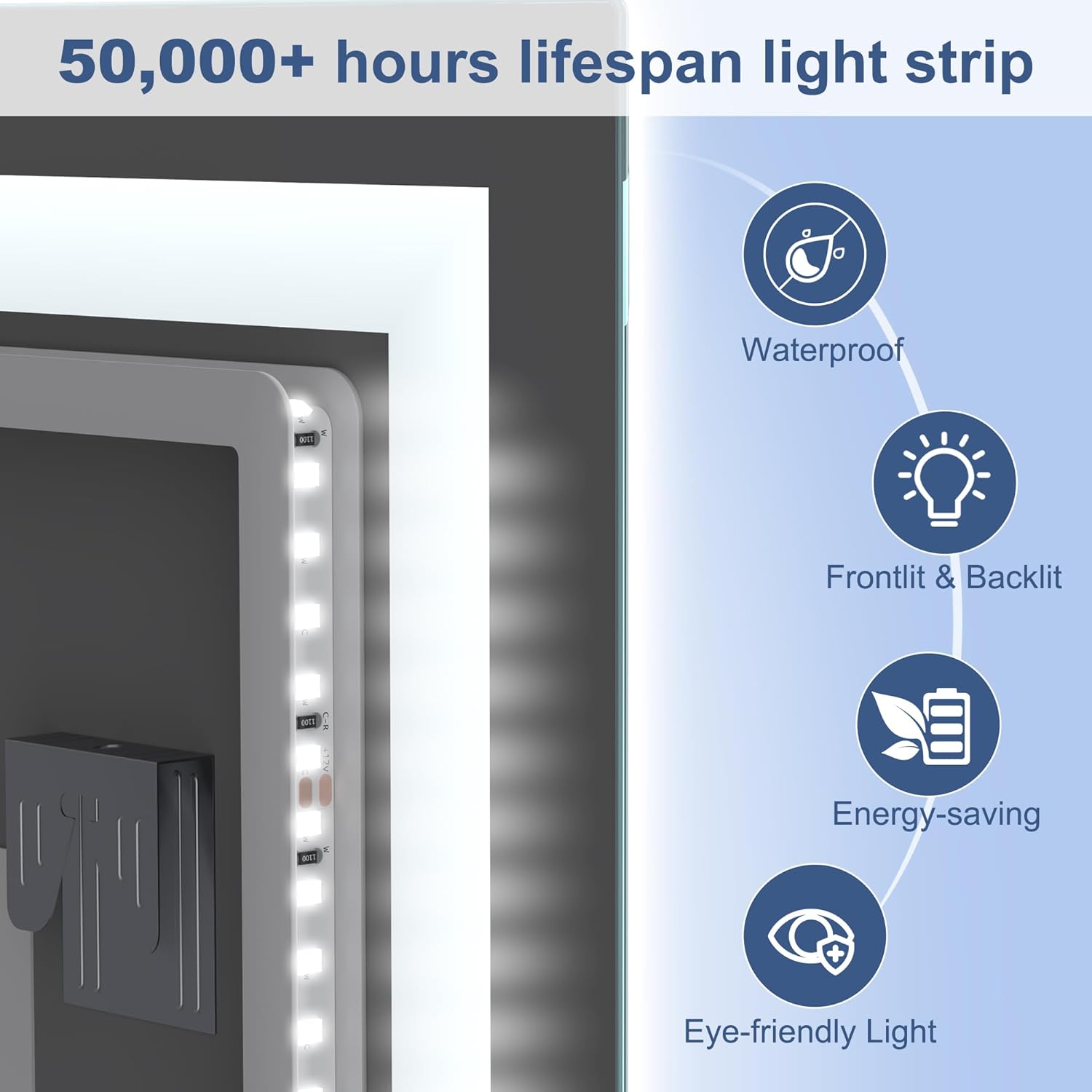 STARLEAD Led-Bathroom-Mirror-with-Lights, 36"x36" Wall-Mounted with 3 Colors Dimmable Light, Bluetooth Speaker, Anti-Fog, Memory, Tempered Glass, Front & Backlit (Horizontal/Vertical)