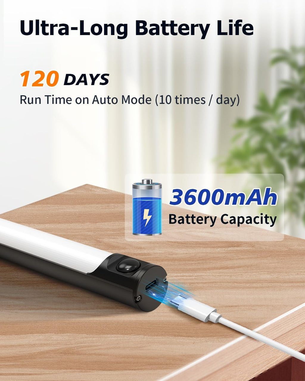 Under Cabinet Lights, 3 Color Dimmable Motion Sensor Light Indoor, 14 Inch Wireless Closet Lights 64 LED with Digital Display, 3600mAh Rechargeable Battery Operated Under Counter Light