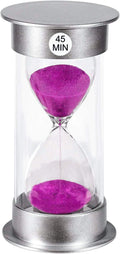 Sand Timer 45 Minute Hourglass Timer, Silver Sand Clock 45 Minutes, Plastic Sand Watch 45 Min, Hour Glass Sandglass Timer for Kids, Games, Classroom, Kitchen, Decorative (45 Min, Purple Sand)