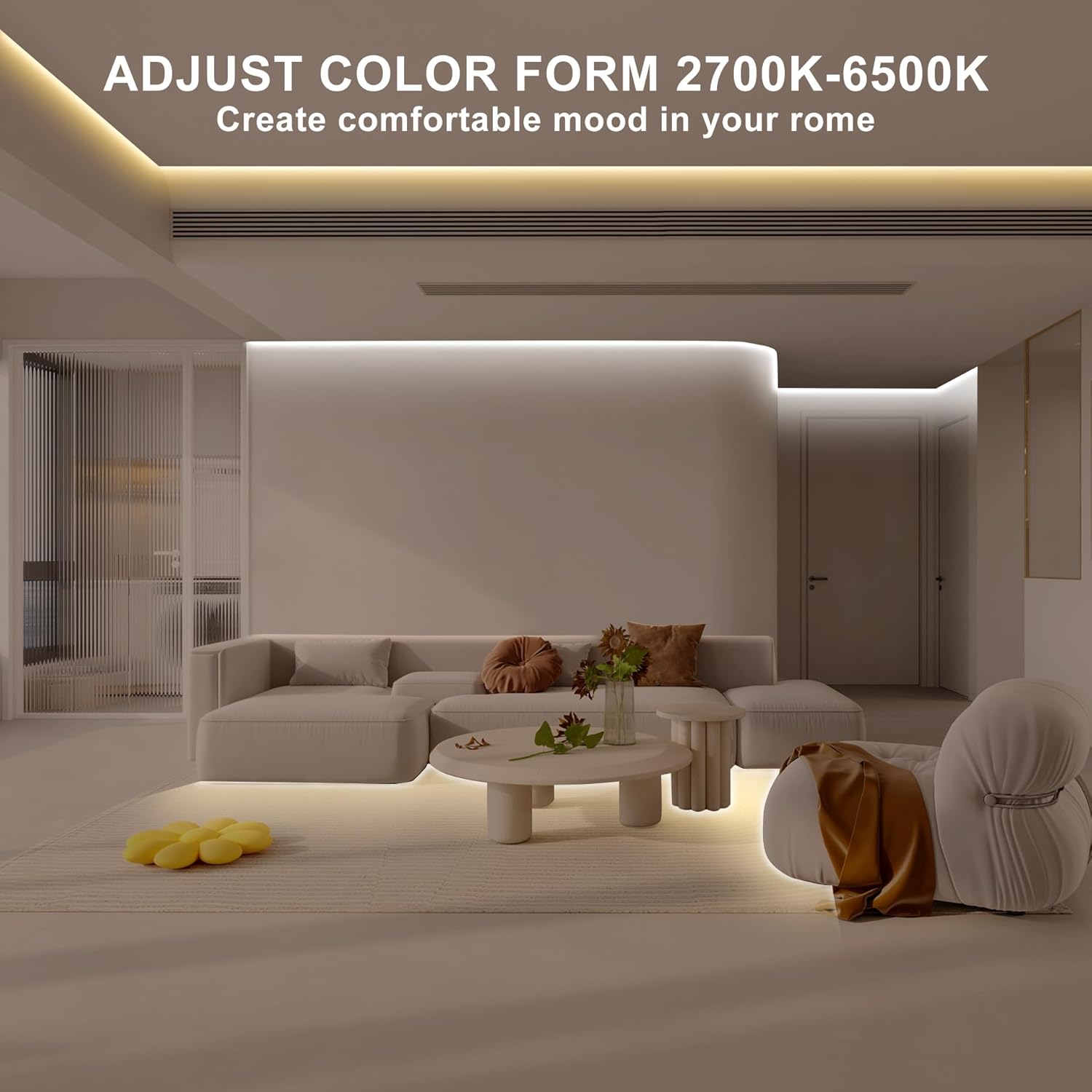 32.8ft Smart COB LED Strip Light, Tunable White 2700K-6500K Dimmable Bright WiFi Led COB Light Strip Compatible with Alexa and Google, White CCT COB Led Light for Kitchen Cabinet, Room