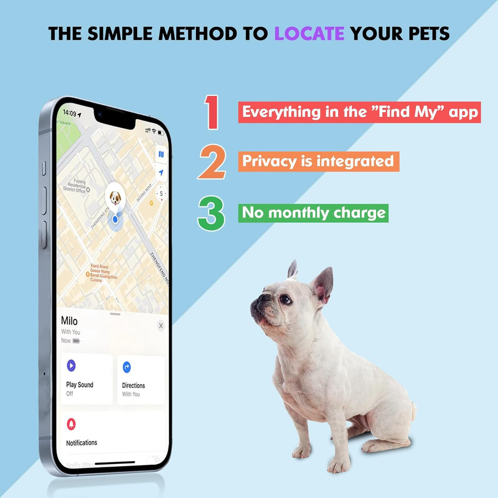 2-in-1 GPS Tracker for Dogs: Smart Collar with Real-Time Location, No Monthly Fee, Unlimited Range (iOS Only) GPS Tracker Dog Collar- Ideal for Small, Medium Large Dogs(Tracker Included)(Blue)
