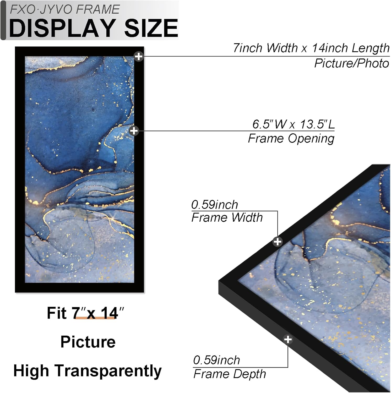 7x14 Picture Frame Set of 6, Black Frame for 7 x 14 Inch Picture Poster Photo, Light Weight and High Transparent 7 by 14 Frame for Wall - 6 Pack/Black/7"x14"