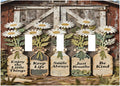 Rustic Daisy Barn Door Flowers 3 Gang Triple Toggle Decorative Light Switch Covers Electrical Faceplate Switch Plates for Bathroom Kitchen Home