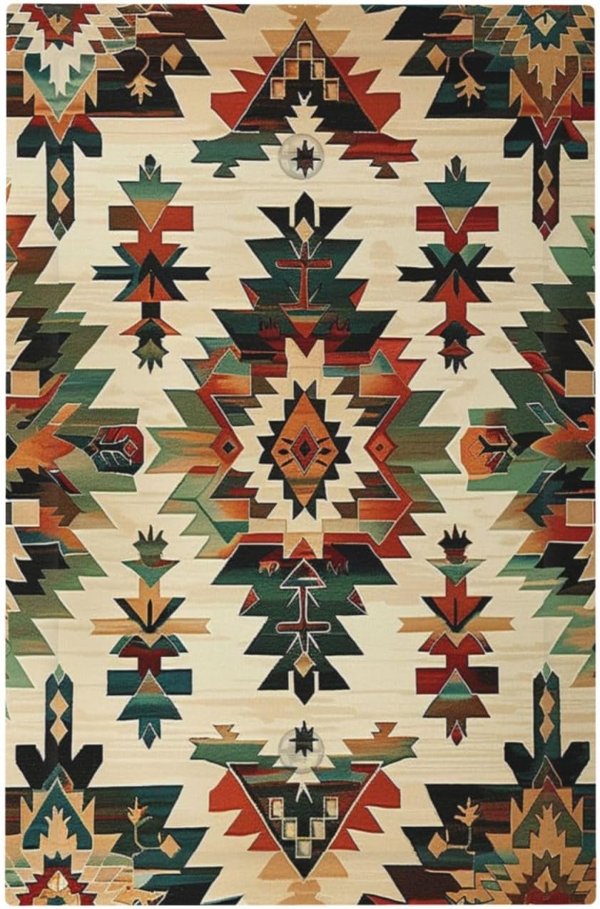 Light Switch Cover Plate Southwest Rustic American Indian Aztec Boho 1 Gang No Device Blank Electrical Wall Plates Faceplate Decorative Switch Plate for Bed Room living Room Decor