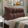 WOWMAX 85% Linen 15% Cotton Blend Headboard Pillow – Queen Size Reading Wedge Backrest for Bed, Handmade Firm Support Bolster Cushion with Removable Cover, Premium Bed Rest Pillow, Brown