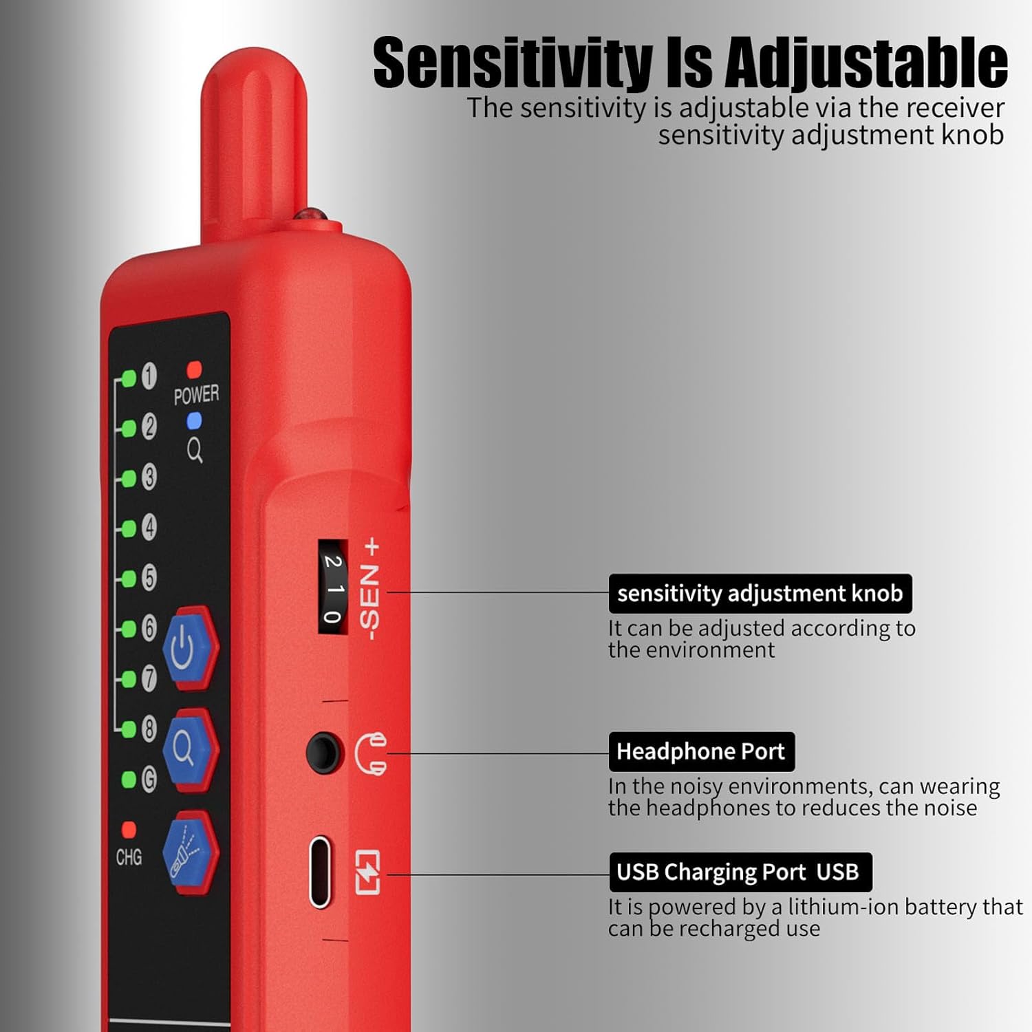 Network Cable Tester, RJ11 RJ45 CAT5 CAT6 Ethernet LAN Wire Tracer with Headphone Jack and Signal Strength Indicator, for Noisy Environments