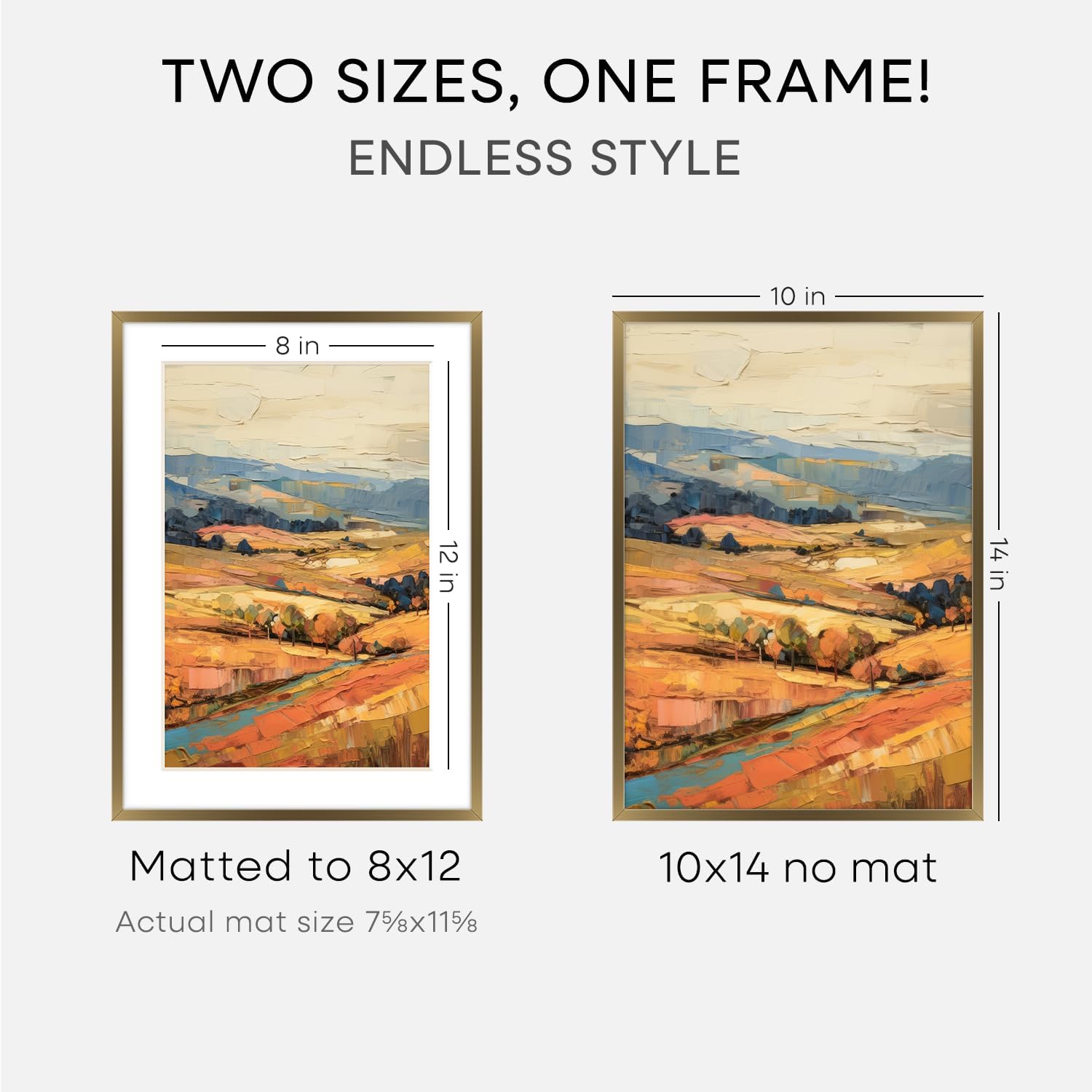 Homeforia 10x14 Bronze Picture Frame, High End Metal 10x14 Brass Frame with Mat 8x12, 10 x 14 Poster Frames Matted to 8 x 12 inch Photo, 10 by 14 Bronze Thin Frames, Tempered Glass, Wall Kit, Set of 1
