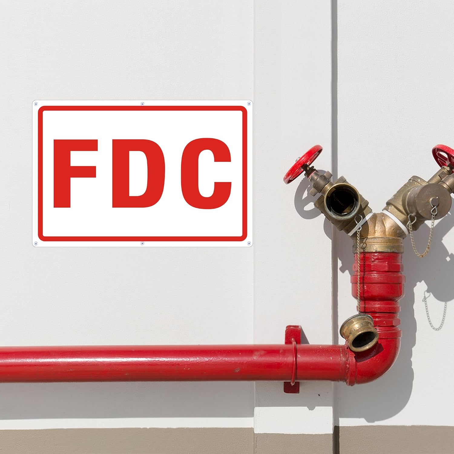 FDC Sign, 2 Pack Outdoor Aluminum Metal Sign, FDC Signs for Fire Department Connection, UV Protected Weather Resistant and Easy to Install (White Color, 18 x 12 inches)
