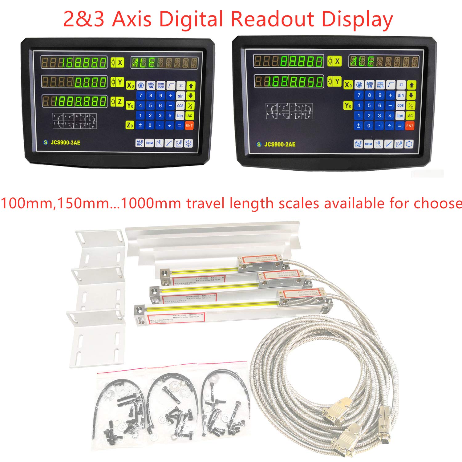 iMeshbean 2/3 Axis Digital Readout DRO Encoder for Milling Lathe, 700mm Travel Length Scale ONLY (28''), 5um Resolution, 5um/0.0002'' Accuracy, Aluminum Material, Part Number: 324-RZ