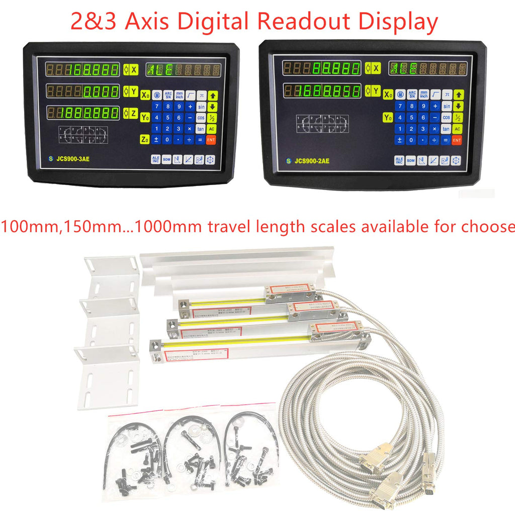 2/3 Axis Digital Readout and TTL Precision Linear Glass Scale DRO Encoder for Milling Lathe. Note:Display&Scales Sold Separately,Pls Select The Size Options! (250mm Travel Length Scale ONLY(10''))