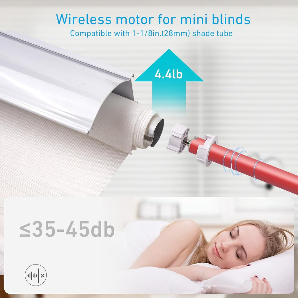 Rollerhouse 1-1/8" (28mm) Battery Powered Motor Kit with Remote Control and Charger Electric Motor DIY Motorized Tube for Window Blinds