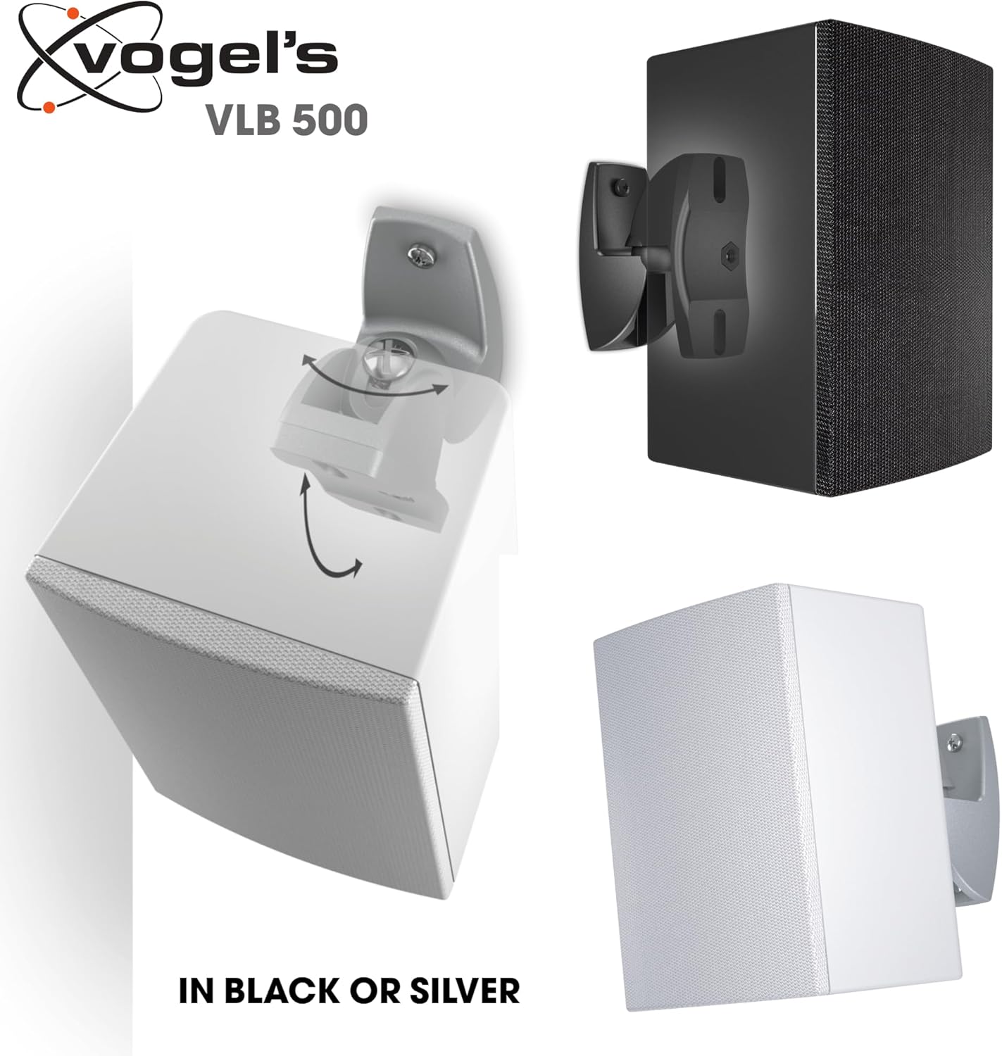 Vogel's VLB 500 Universal Speaker Wall Bracket Set Swivel and tilt Pre-Assembled Max. 11 lbs (5 kg) Environmental Friendly Packaging Black 2 Brackets