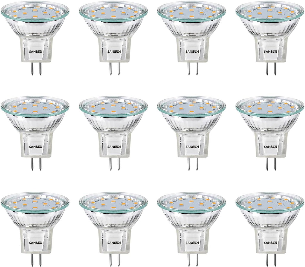 3W MR11 LED Landscape Light Bulbs, Low Voltage 12V 20W Halogen Replacement for Outdoor Landscape Spotlight and Indoor Track Light, GU4 Bi-Pin Base, Soft White 3000K, Non-Dimmable, (Pack of 12)