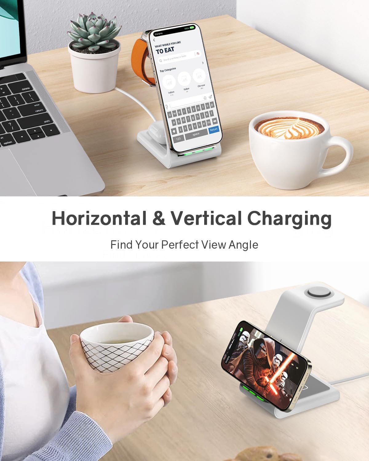 Wireless Charging Station for Apple - 3 in 1 Wireless Charger Stand Dock Watch and Phone Charger Station for Apple Watch 11/8/7/SE/6/5/4/3/2, iPhone 17 16-12 Pro Max SE XS X, Samsung, AirPods Pro/3/2