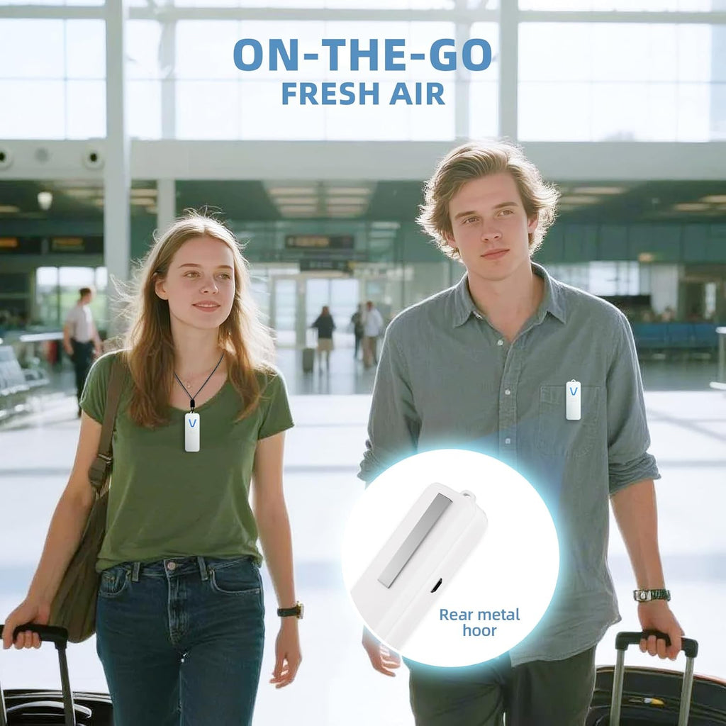 Air Purifier – F2V Portable Personal Wearable Mini Negative Ion Air Ionizer, USB Rechargeable, Filter-Free & Quiet, Ideal for Travel, Commute, Home & Office, White