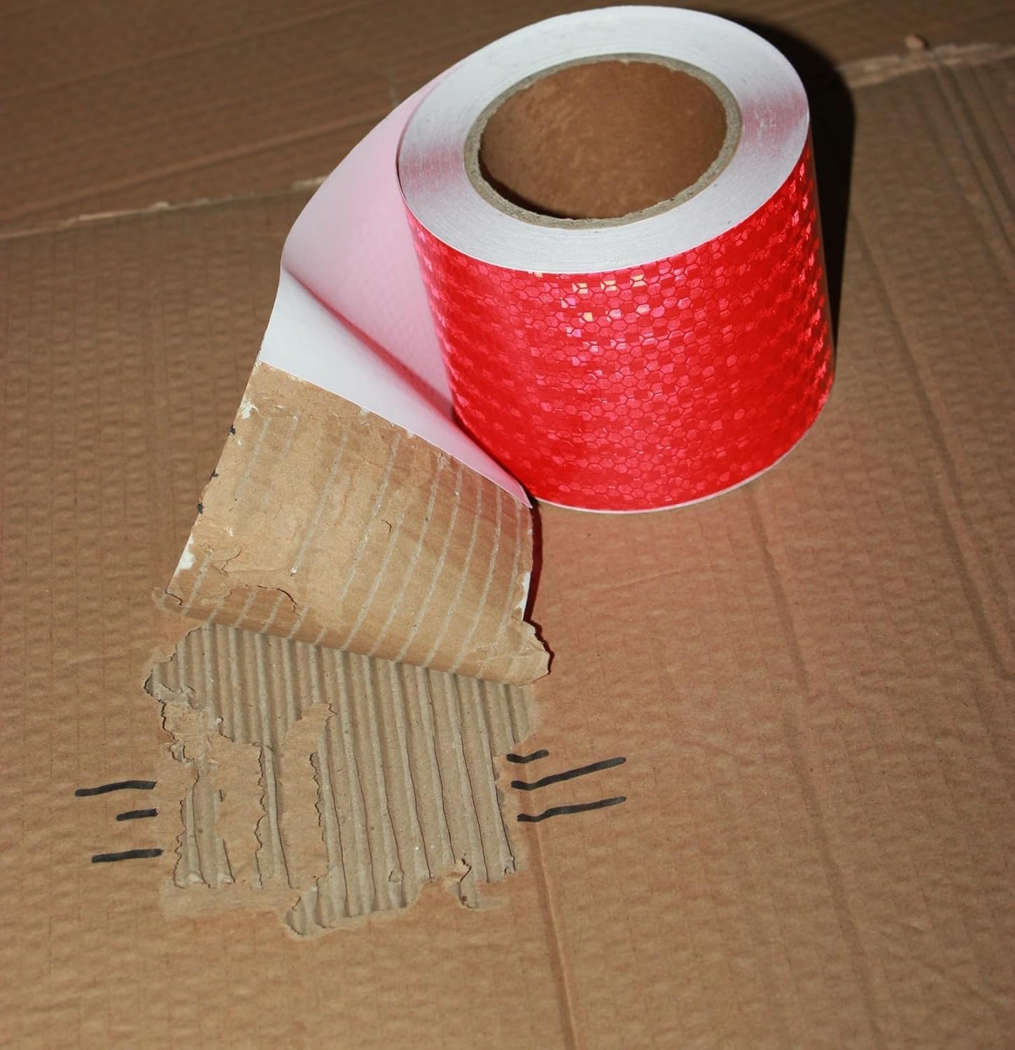 Red Reflective Tape Outdoor Waterproof 4 inch Wide, High Visibility Warning Safety Industrial Marking Tape (68 feet)