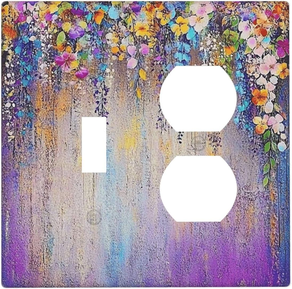 Colorful Country Flower Wildflower Floral Wallplates 1 Toggle 1 Duplex Switch Plate Electrical Gfci Faceplate Decorative Light Switch Covers For Bed Room Living Room Decor
