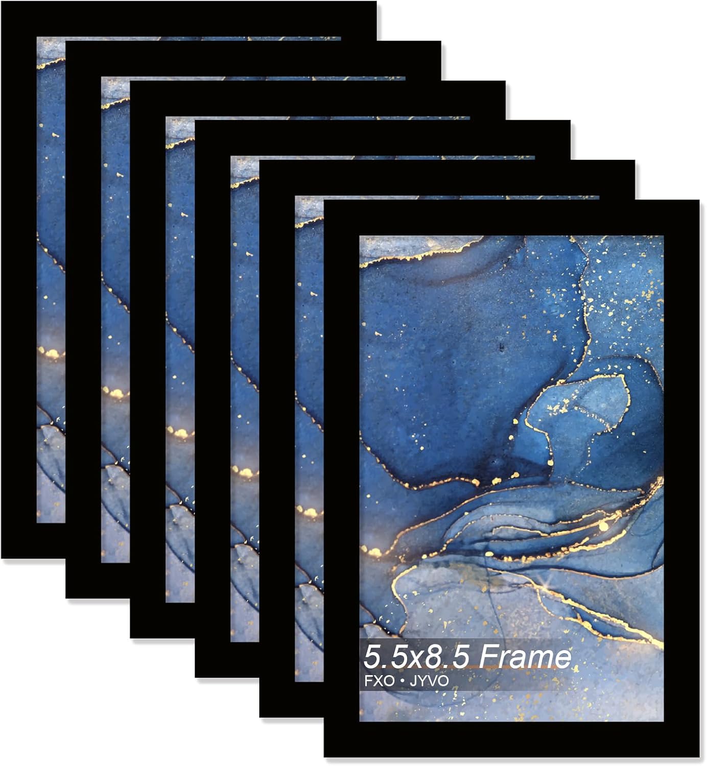 5.5x8.5 Picture Frame Set of 6, Black Frame for 5.5 x 8.5 Inch Picture Poster Photo, Light Weight and High Transparent 5.5 by 8.5 Frame for Wall - 6 Pack/Black/5.5"x8.5"