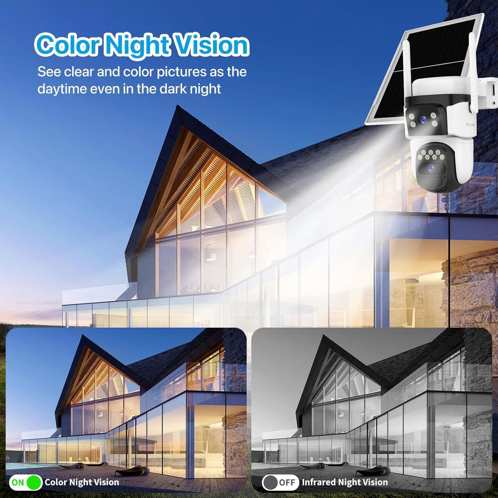 VSTARCAM 2K Dual Lens Security Camera Outdoor WiFi Camera for Home Security Home Survaillance Outdoor, 2.4G WiFi PTZ 2-Way Audio Auto Tracking Night Vision 360° View Cloud/SD Storage IP66 Weatherproof