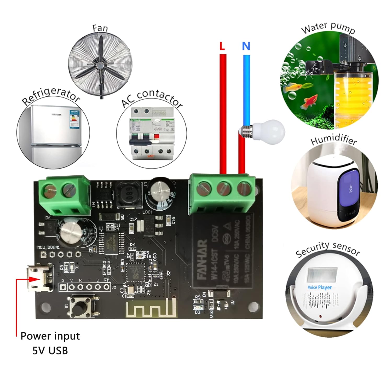Jane Eyre WiFi Wireless Smart Switch Relay Module Jog Self-Locking Switch Module DIY Smart Home Compatible with TUYA/Smart Life App(1CH)