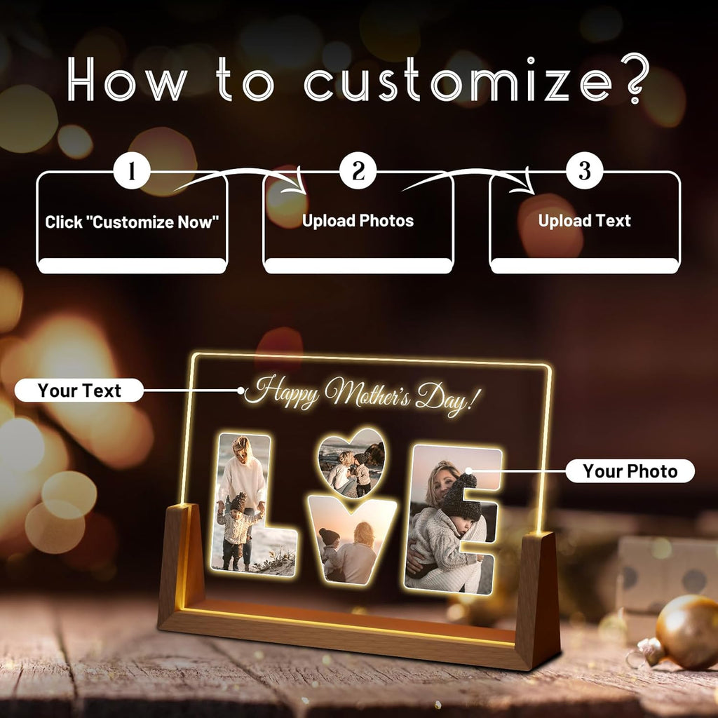 Photo Decorative Plaque Personalized Gifts, Custom Gifts for Him Her, Customized Picture Frame for Boyfriend Girlfriend Couples Wife Women on Anniversary Birthday