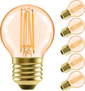 LVWIT G14 LED Filament Globe Bulb 5.5W(40W Equivalent), Dimmable 2500K Warm White E26 Screw Base, Decorative Edison Light Bulb, UL-Listed(6-Pack),Amber Yellowish