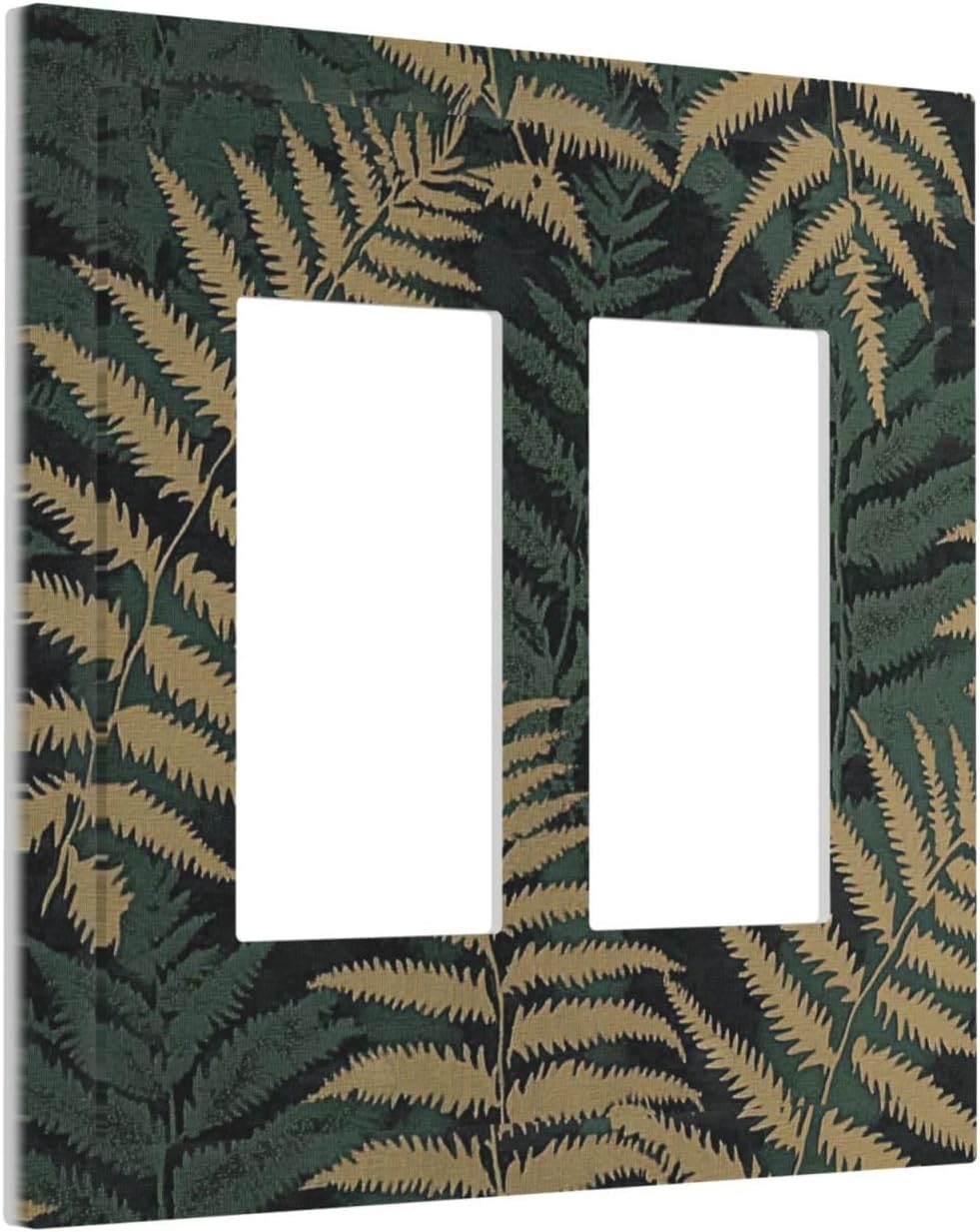 Decorative Outlet Covers Botanical Fern Green Leaf Forest 2 Gang Double Gfci Rocker Electrical Wall Panels Light Switch Cover Plate For Bed Room Home Decor