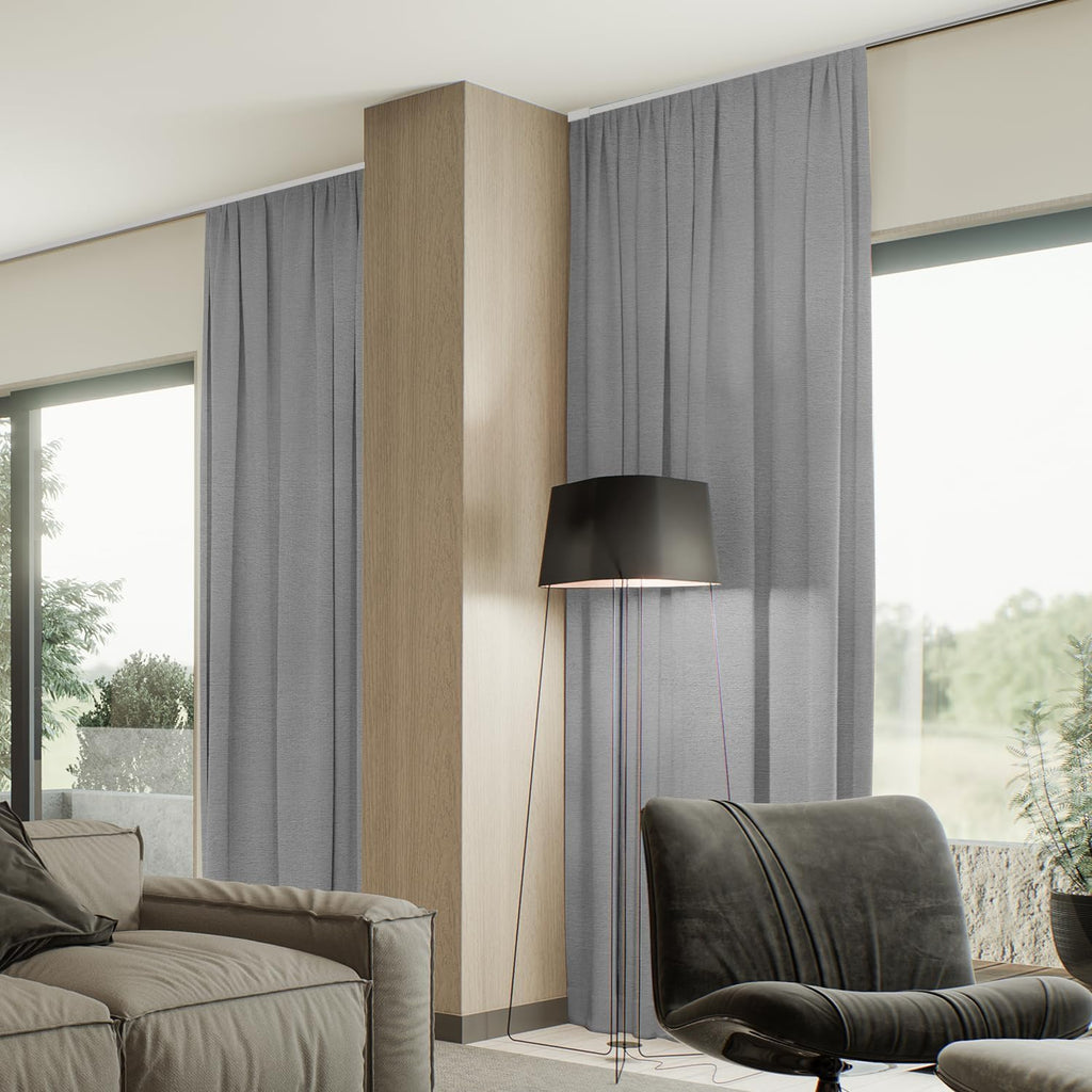 SmartWings Automatic Curtain Opener with Drapery, Motorized Vertical Blinds with Remote, Electric Closet Doors Sliding Panels Compatible with Alexa Google Homekit, 93% Blackout Dark Grey