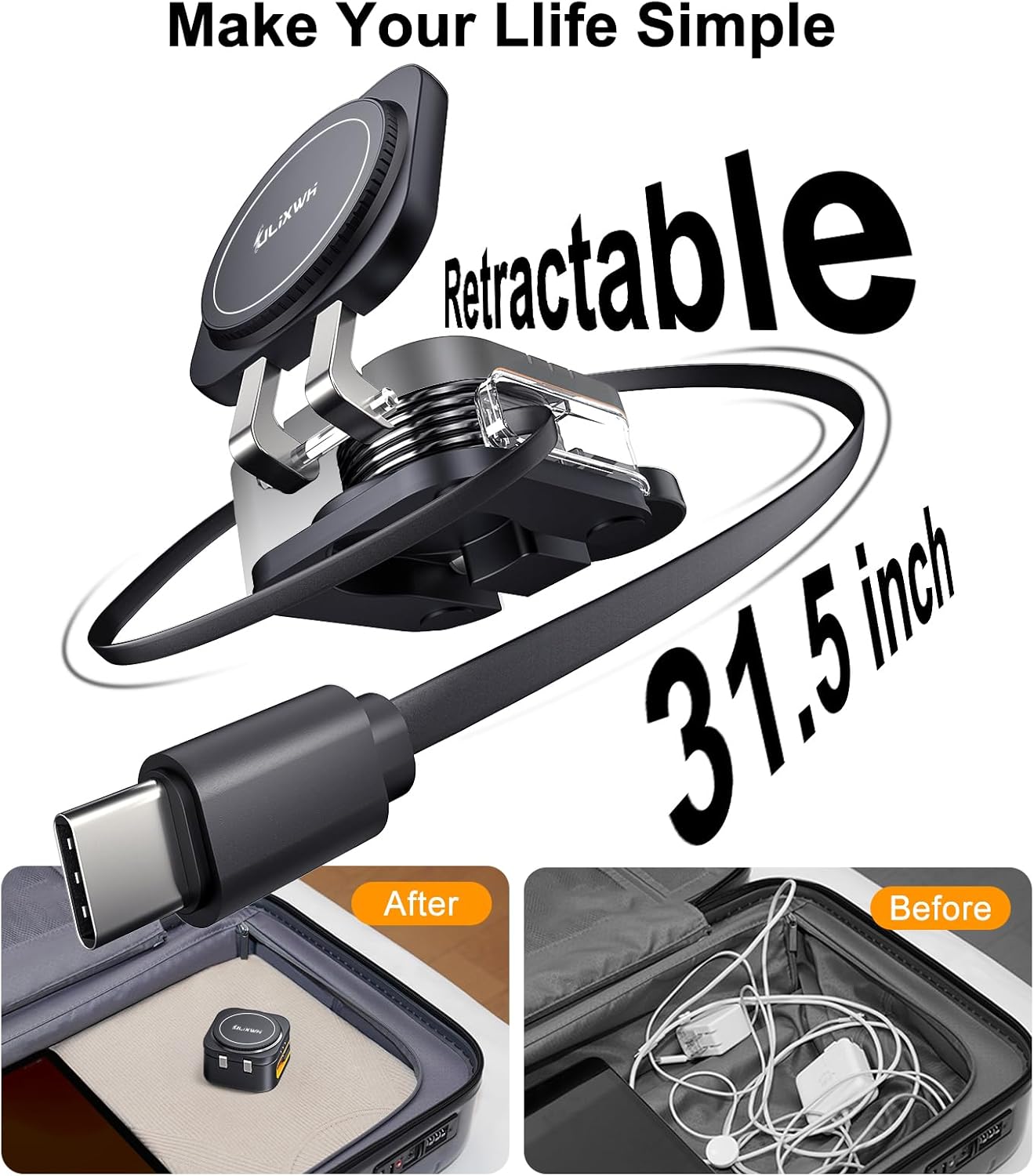 Retractable 3 in 1 Charging Station for Apple [Built in Cable] 22.5W Fast for Magsafe Wireless Charger, Travel Essentials, Magnetic Foldable Stand for iPhone 17 Air Pro Max 16 15 iWatch Airpods
