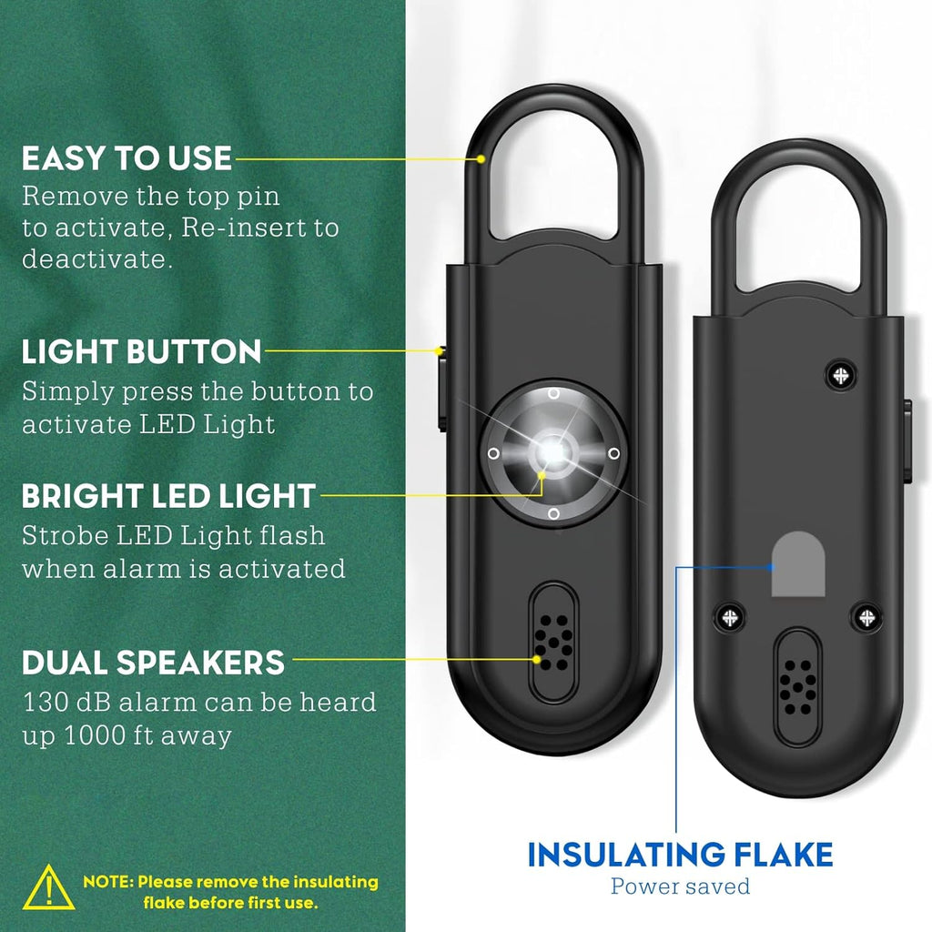 Personal Safety Alarm for Women Girls, 130dB Loud Siren + LED Light, Stylish Keychain, Easy-Pull Emergency Self-Defense for Night Safety, Running, Travel, College Students & Stocking Stuffer Gifts