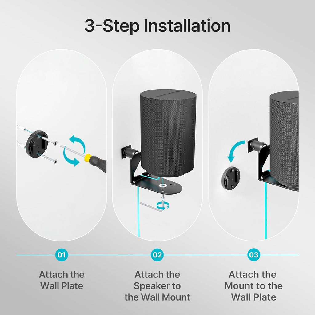 Adjustable Speaker Wall Mount for Sonos Era 100 and Era 300, Flexible Angle Adjustment, Surround Sound Speaker Wall Bracket Compatible with Sonos Era Speakers,1 Pair,Black