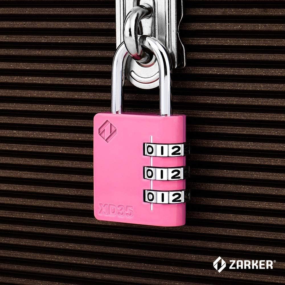ZarkerXD35 Combination Lock, 3-Digit Padlock for School, Gym, Sports Locker Lock, Fence, Toolbox, Case, Outdoor, Hasp Storage (1-Pack, Pink)