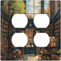 Decorative Outlet Covers Library Books Sunshine 2 Gang Wall Plate Double Duplex Light Switch Cover Switch Plate Covers Faceplate for Bedroom Home Decor