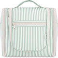Narwey Striped Hanging Travel Toiletry Bag for Women, Travel Bag for Toiletries, Makeup Bag Organizer Cosmetic Bags Make Up Bags for Women (Mint Green Stripe)