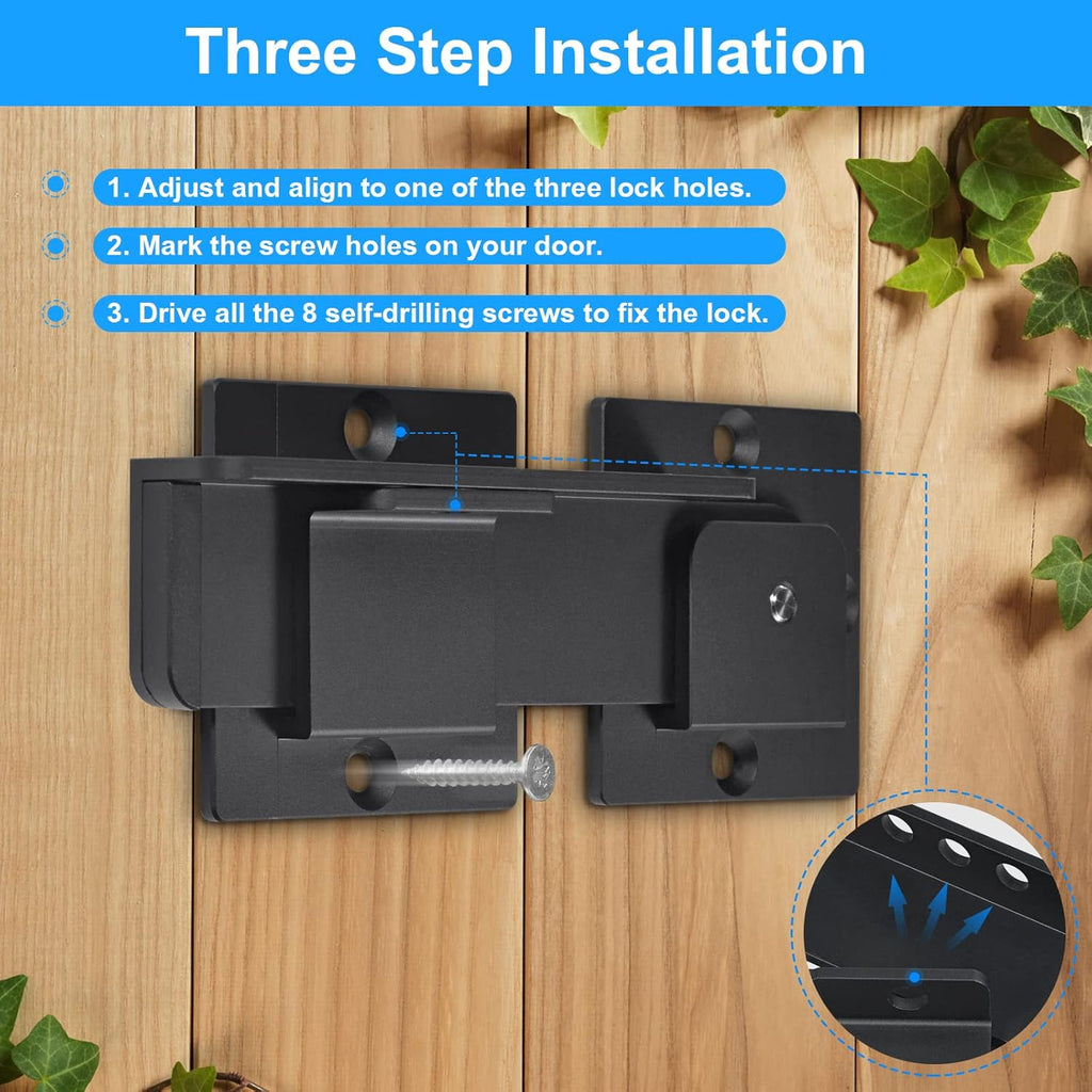 7.5" Flip Gate Latch Lock with Padlock Hole 2Pack, 4mm Heavy Duty Aluminum Alloy Adjustable Door Latch for Sliding Swing Open Door, Outdoor Gate, Wooden Fence, Barn Door, Shed, Garage, Yard