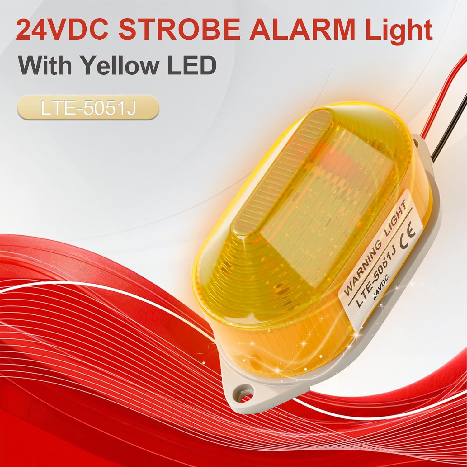 DC24V Strobe Siren Industrial Warning Light with Yellow LED and 105dB Buzzer, Ultra-Bright Signal Flashing Alarm Light for Safety and Alert, Oval